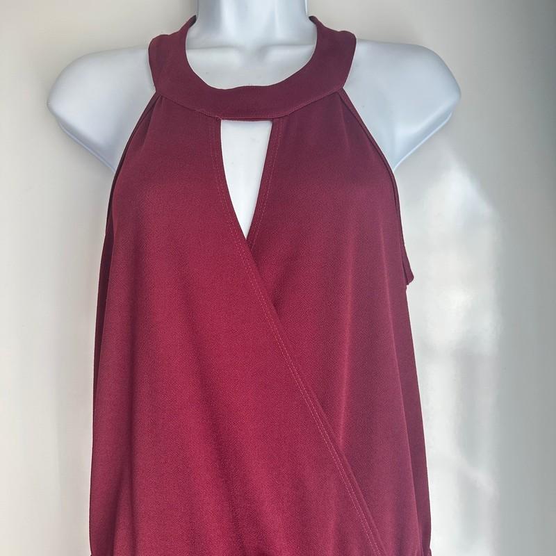 Three Eighty Two Halter Neck Jumpsuit Burgundy Drawstring Waist Wide Leg Small