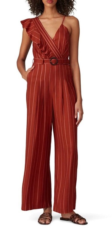 Three Floor Margaux striped one shoulder jumpsuit in women’s size 2