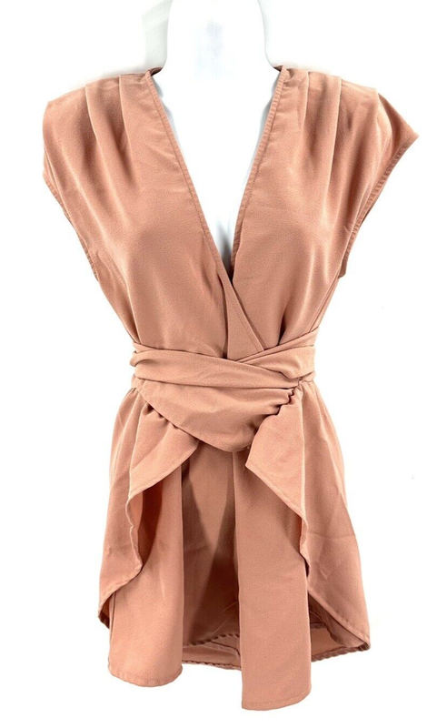 Tiger Mist Skort Romper Womens M Wrap Front Tie Waist Playsuit Pleated V Neck