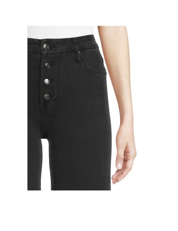 Time And Tru Jeans Women's Frayed Hem Wide Leg Crop Denim Multiple Sizes Black