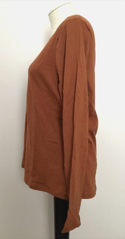TIME AND TRU RELAXED FIT Brown Round Neck Long Sleeve Tee Shirt Sz XL*