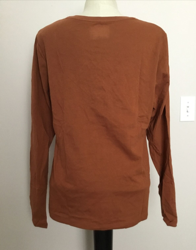 TIME AND TRU RELAXED FIT Brown Round Neck Long Sleeve Tee Shirt Sz XL*