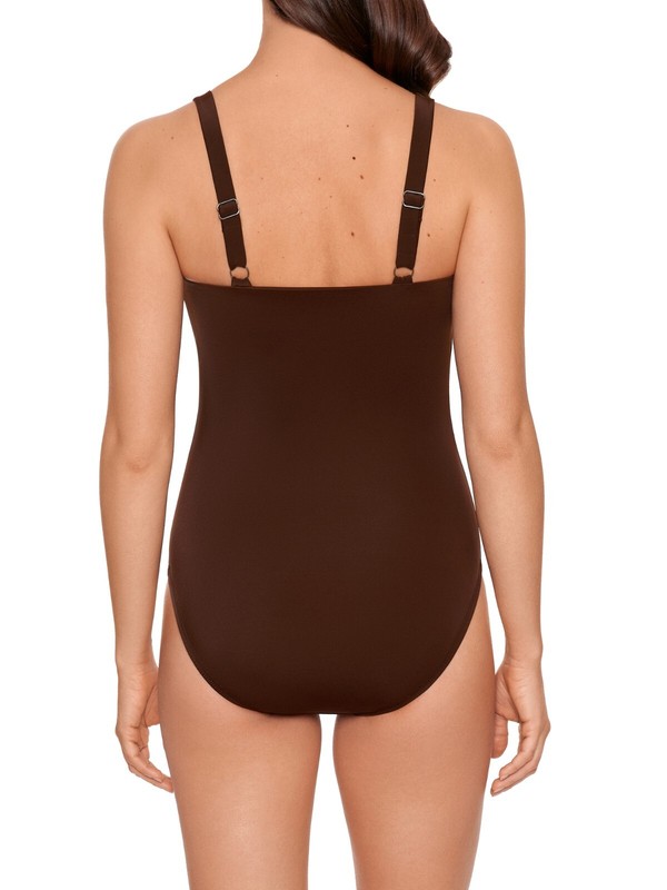 Time And Tru Warm Chocolate Brown 1 Pc Missy Side Button Swimsuit M(8/10)#BCH