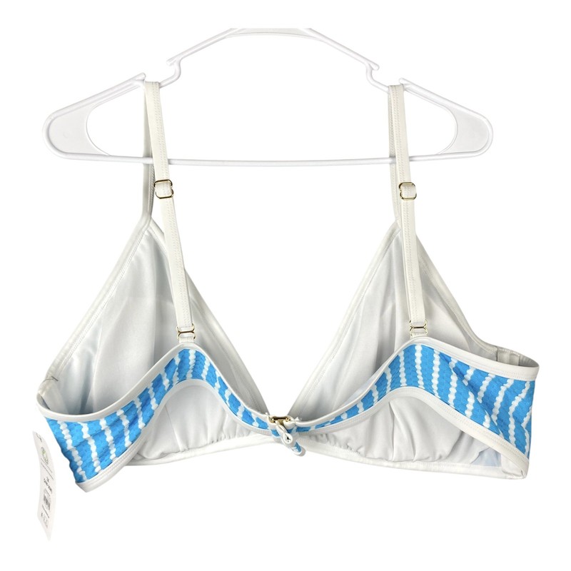 Time And Tru Women's Bikini Swimsuit Top Size 3XL 24W-26W Blue White Striped NEW