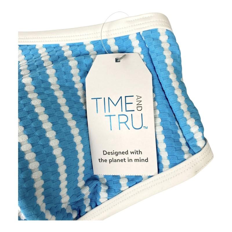 Time And Tru Women's Bikini Swimsuit Top Size 3XL 24W-26W Blue White Striped NEW