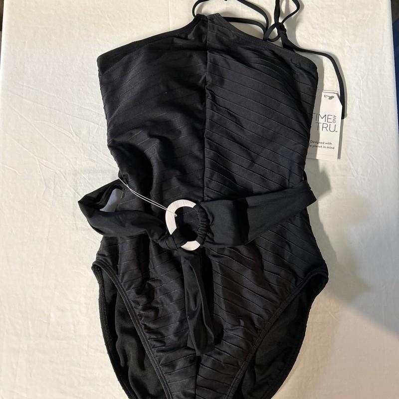 Time And Tru Women's Black Halter 1-piece Bathing Suit - Size: M (8-10) - NWT