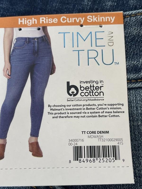 Time And Tru Womens High Rise Curvy Skinny 27.5” Inseam Med Wash Size 14 New