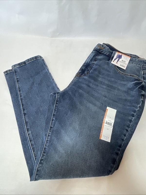 Time And Tru Womens High Rise Curvy Skinny 27.5” Inseam Med Wash Size 14 New