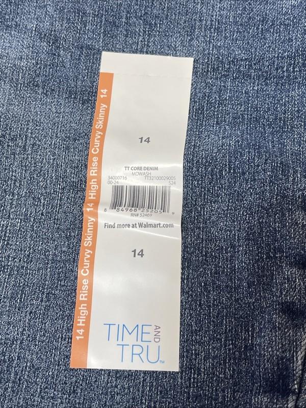 Time And Tru Womens High Rise Curvy Skinny 27.5” Inseam Med Wash Size 14 New
