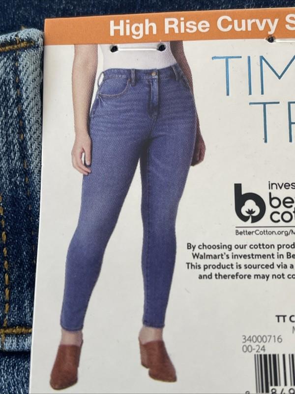 Time and Tru Womens High Rise Curvy Skinny 27.5” Inseam Med Wash Size 14 New