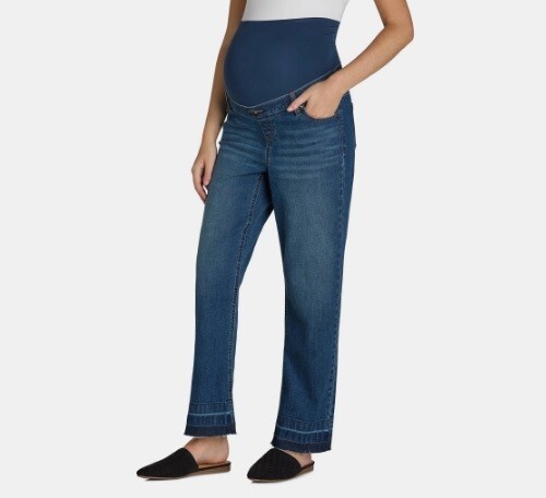 Time & Tru Women's Maternity Med Wash Straight Leg Jeans Size M (8-10)