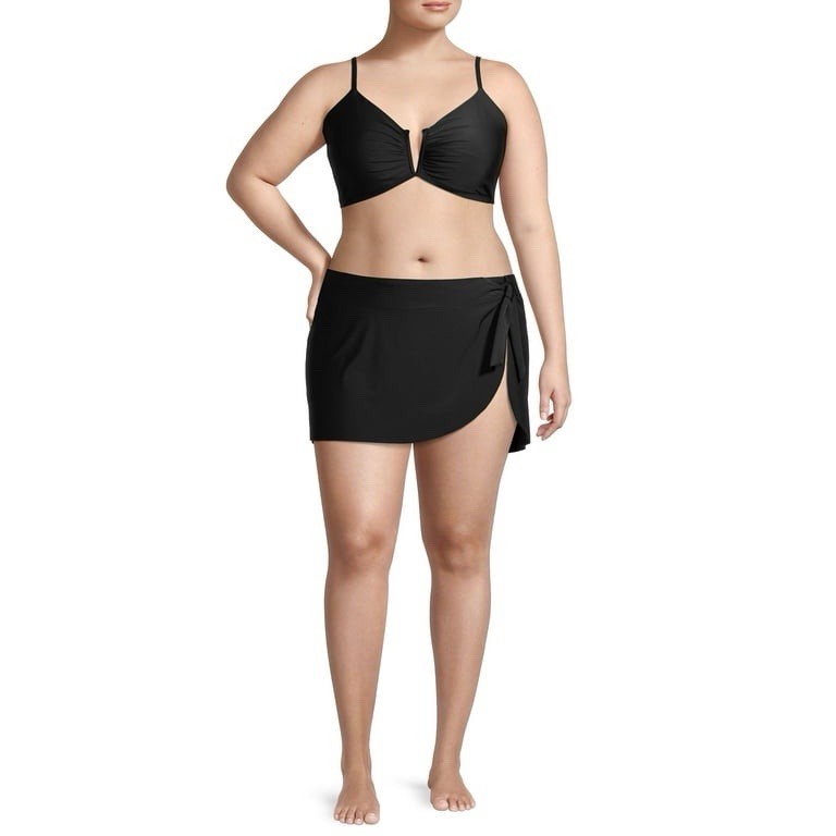 TIME & TRU Women’s Plus Size 3X (24W-26W) Side Sash Skirt Swim Bottom With Brief