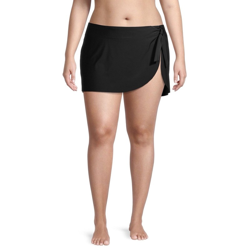 TIME & TRU Women’s Plus Size 3X (24W-26W) Side Sash Skirt Swim Bottom with Brief