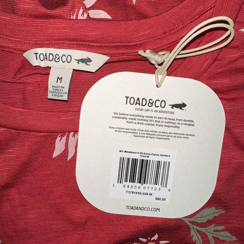 Toad & Co. Windmere II Short Sleeve Dress In Canoe Gerbera Red - Size Medium