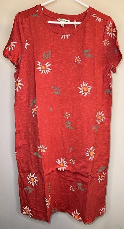 Toad & Co. Windmere II Short Sleeve Dress In Canoe Gerbera Red - Size Medium