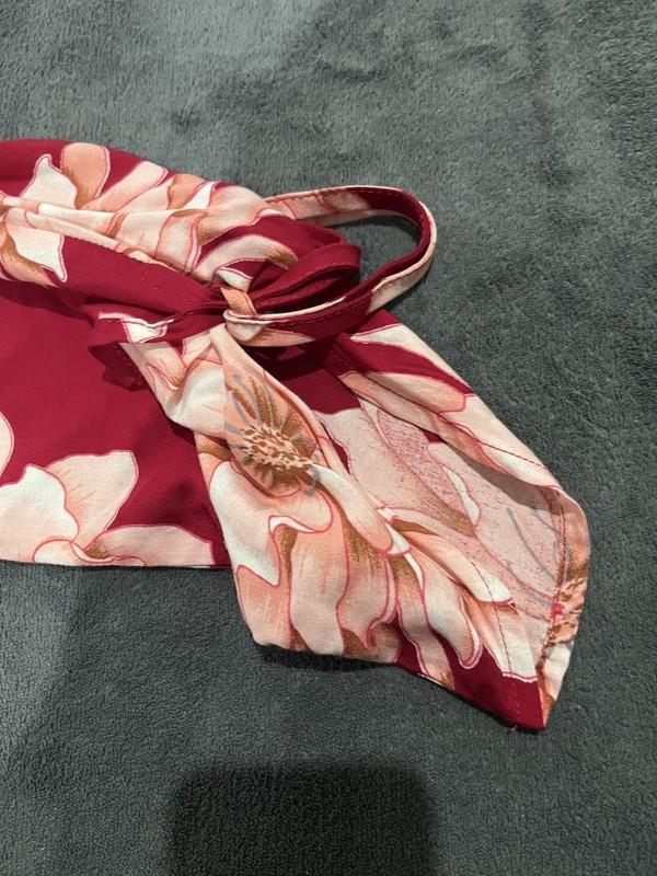 Toby Heart Ginger Playsuit Long Sleeves Size M Red Floral Waist Tie Up #013A