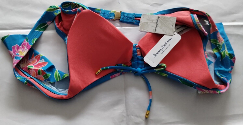 Tommy Bahama Azure Blue Sun Lilies Flutter Sleeve Top Size M/M