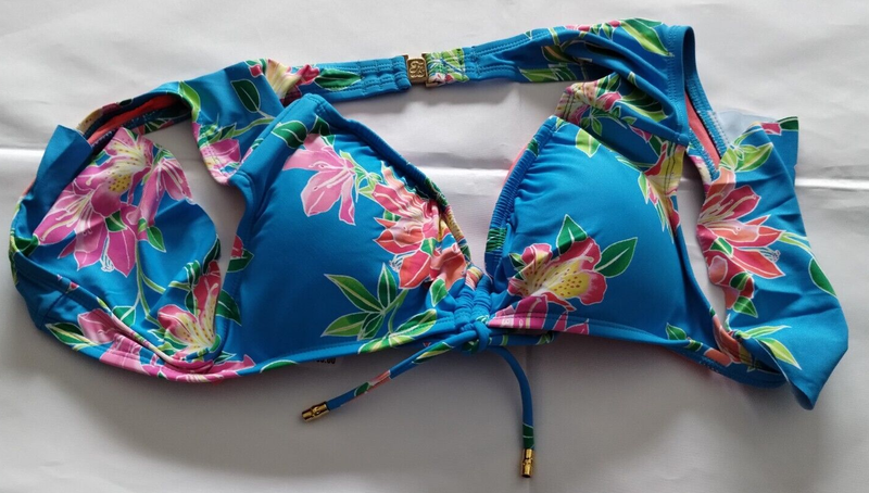 Tommy Bahama Azure Blue Sun Lilies Flutter Sleeve Top Size M/M