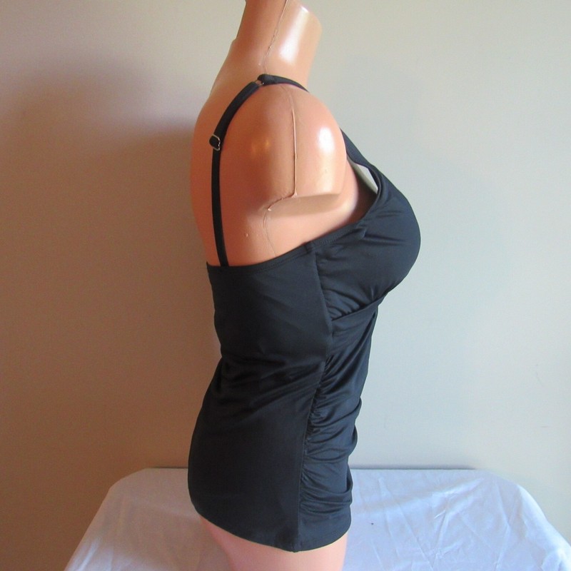 Tommy Bahama Pearl Twist Underwire Tankini Swim Top Black Large NWT