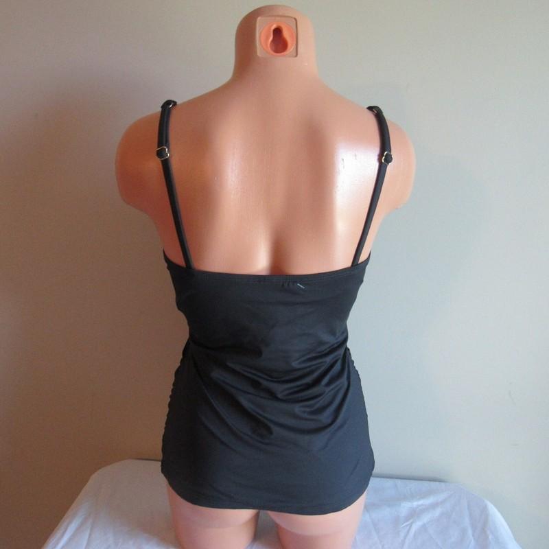 Tommy Bahama Pearl Twist Underwire Tankini Swim Top Black Large NWT