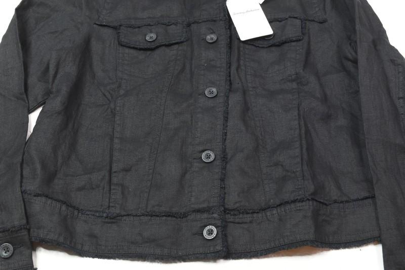 Tommy Bahama Two Palms Raw Edge Linen Jacket Womens Large Black Long Sleeve