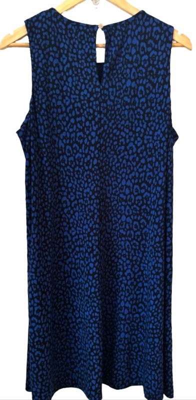 Tommy Hilfiger Leoprd Prnt Slvlss A Line Drss WM 16 Blu & Blk Preppy