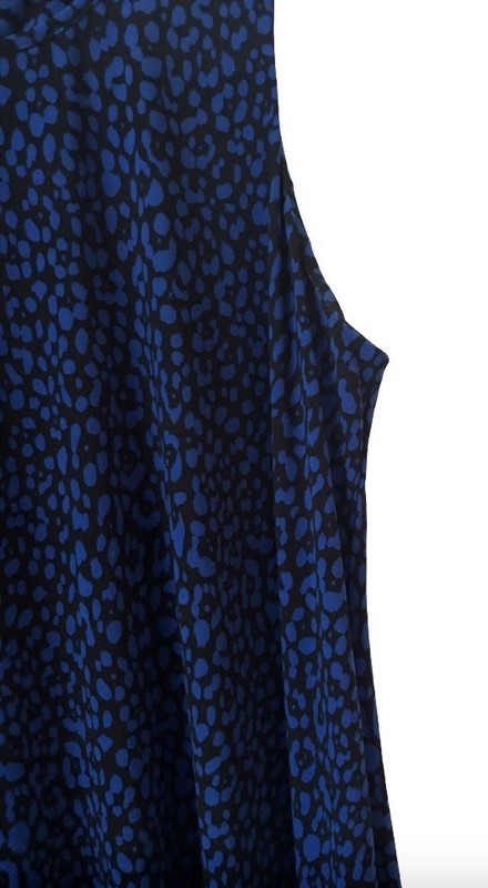 Tommy Hilfiger Leoprd Prnt Slvlss A Line Drss WM 16 Blu & Blk Preppy