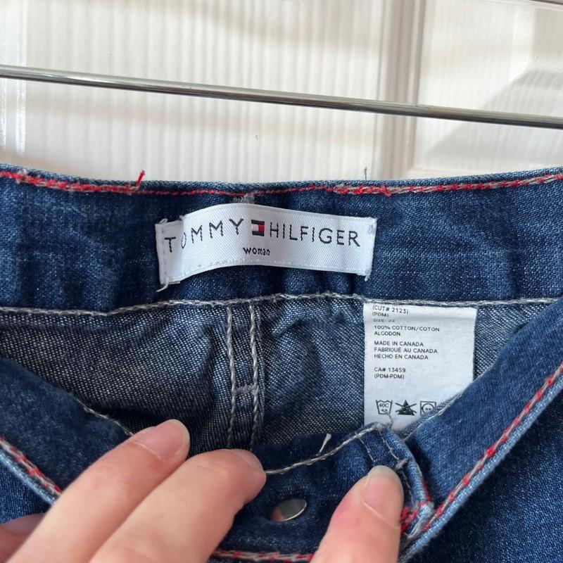 Tommy Hilfiger Woman Carpenter Jeans Dark Wash Blue Size 31 Striped Waist