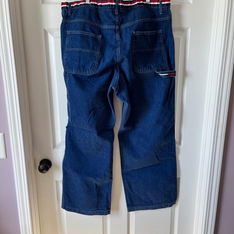 Tommy Hilfiger Woman Carpenter Jeans Dark Wash Blue Size 31 Striped Waist
