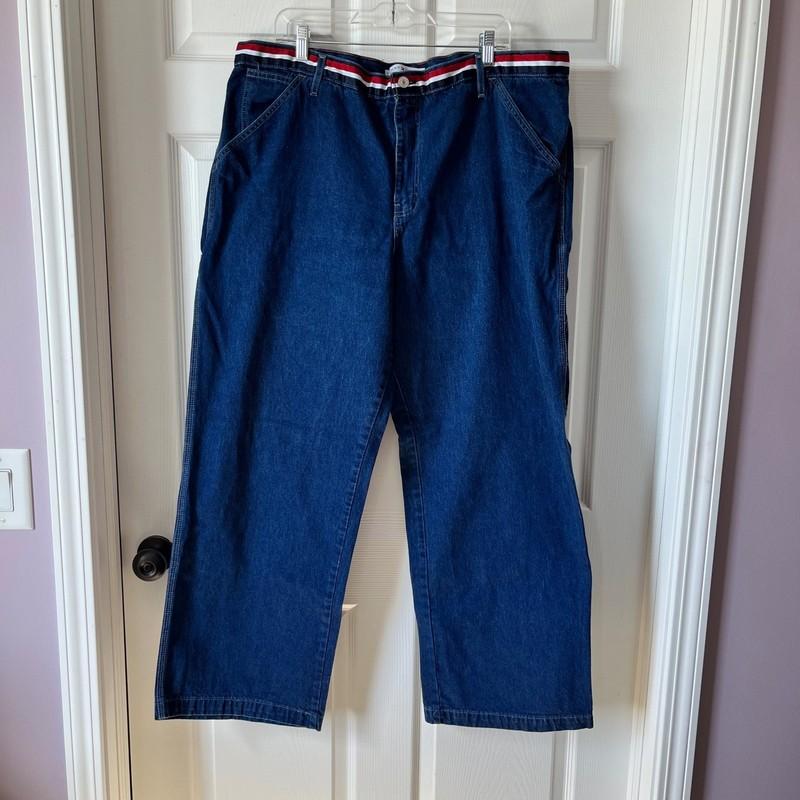 Tommy Hilfiger Woman Carpenter Jeans Dark Wash Blue Size 31 Striped Waist