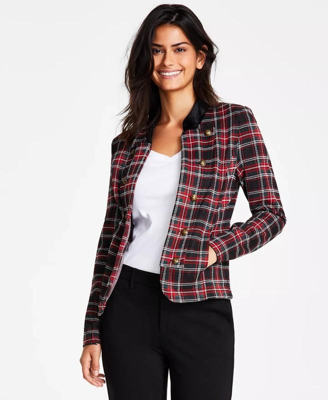 Tommy Hilfiger Women's Jacket Sz 2XL (XXL) Long-Sleeve Tartan