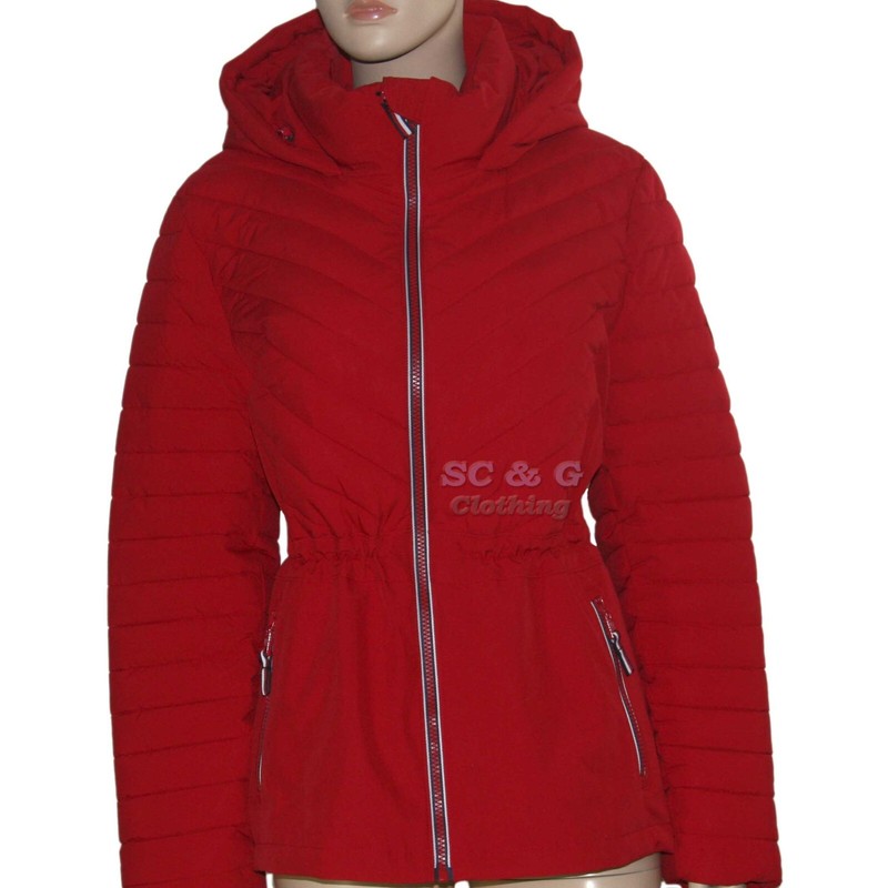 Tommy Hilfiger Women's Stretch Quilted Jacket Full Zip Hooded