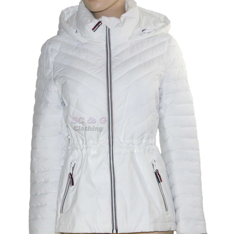 Tommy Hilfiger Women's Stretch Quilted Jacket full zip Hooded