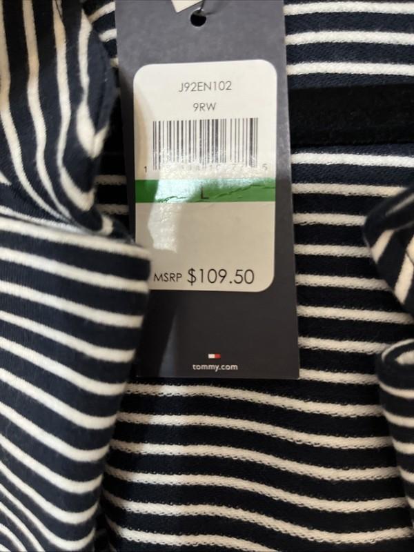 Tommy Hilfiger Women Sz L Striped Open Blazer/Jacket Nautical Shder Pads New NWT