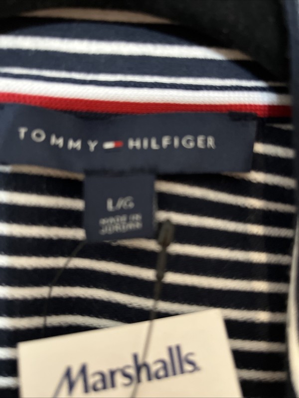 Tommy Hilfiger Women Sz L Striped Open Blazer/Jacket Nautical Shder Pads New NWT