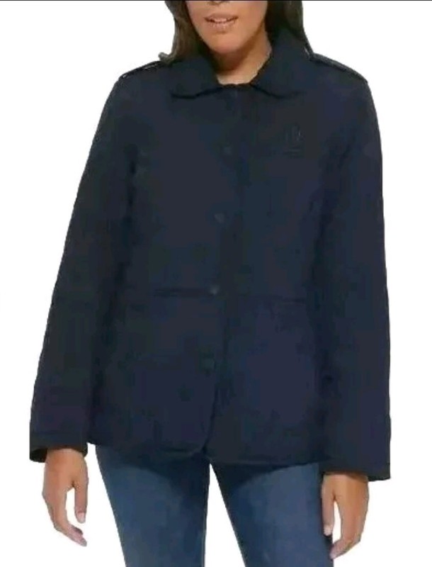 Tommy Hilfiger Womens Size L Diamond Quilted Lightweight Jacket Navy Chino Green