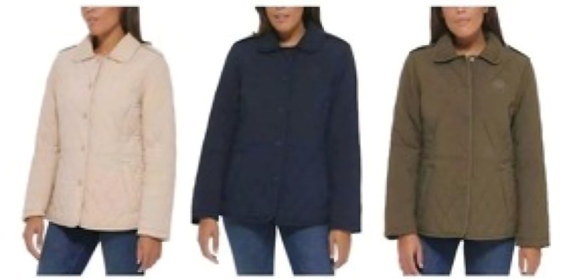 Tommy Hilfiger Womens Size L Diamond Quilted Lightweight Jacket Navy Chino Green
