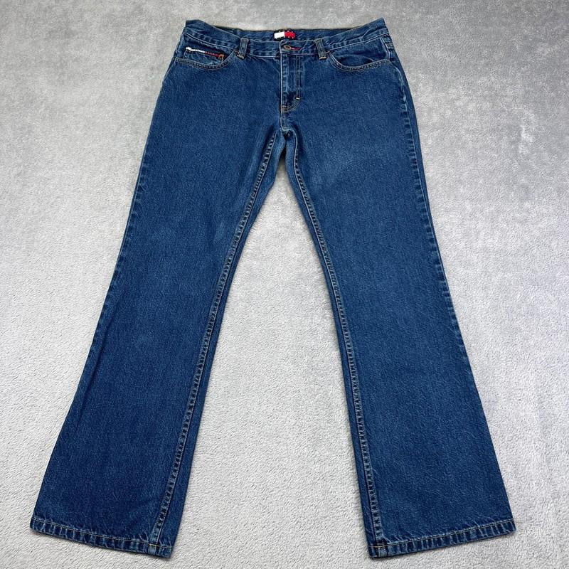 Tommy Jeans Women's Bootcut 11 Blue Denim Rhinestone Gem Flag Y2K Embellished