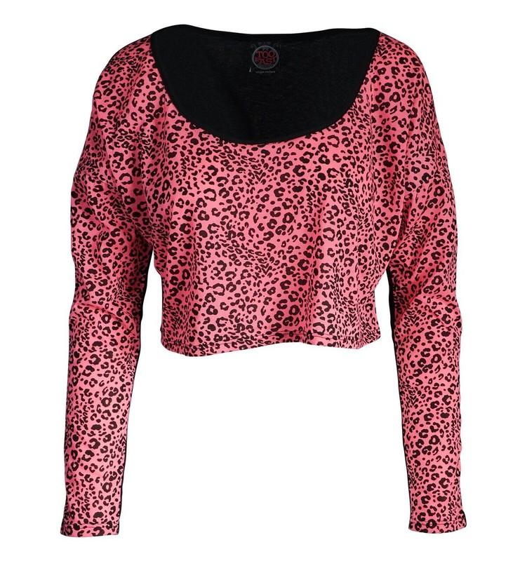 TOO FAST JUNGLE FEVER LONG SLEEVES CROP TOP / PINK