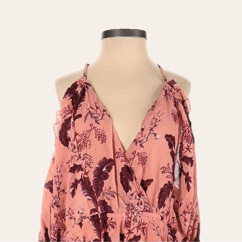 Topshop Cold Shoulder Boho Floral Pink Romper NWT Size S