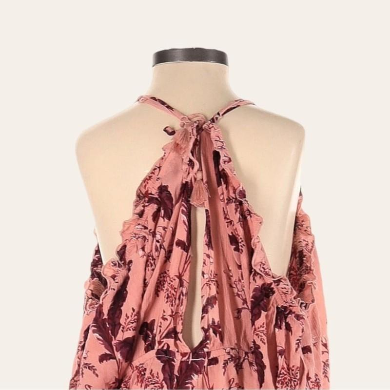 Topshop Cold Shoulder Boho Floral Pink Romper NWT Size S