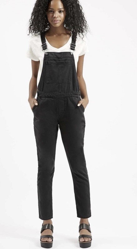 Topshop Moto Dungarees Overalls Black Denim Size US 2 Petite Brand New With Tags