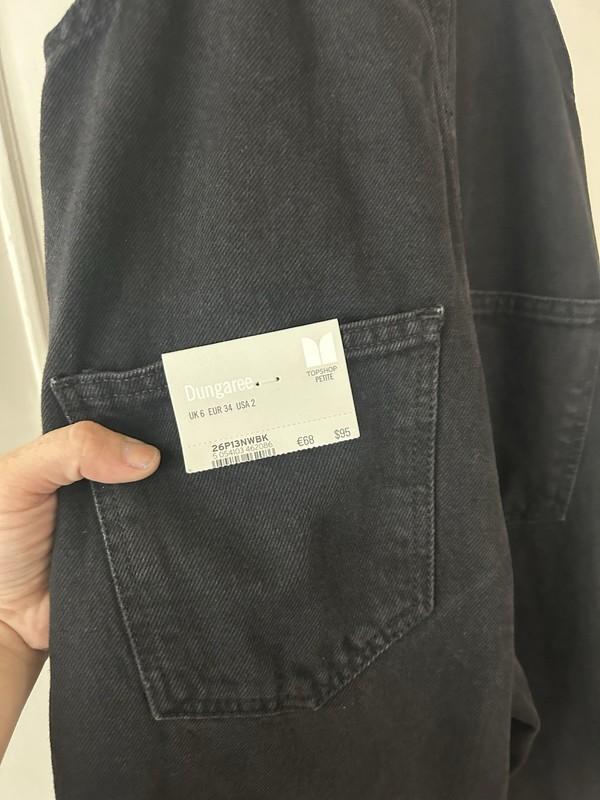 Topshop Moto Dungarees Overalls Black Denim Size US 2 Petite Brand New With Tags