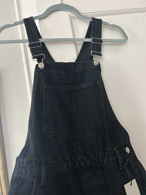 Topshop Moto Dungarees Overalls Black Denim Size US 2 Petite Brand New With Tags