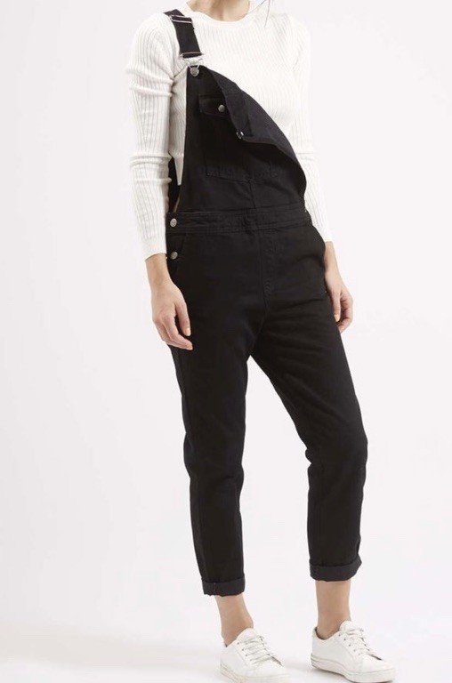 Topshop Moto Dungarees Overalls Black Denim Size US 2 Petite Brand New With Tags