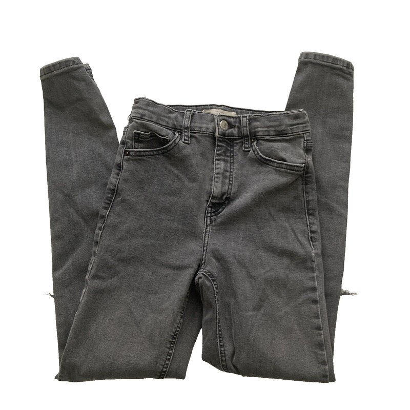 TOPSHOP Moto Women's Jeans Size 26 Jamie Skinny Jeans Gray Distressed Knees