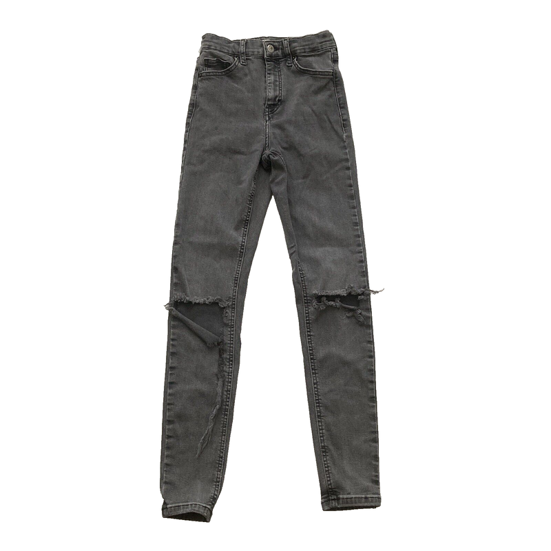 TOPSHOP Moto Women's Jeans Size 26 Jamie Skinny Jeans Gray Distressed Knees