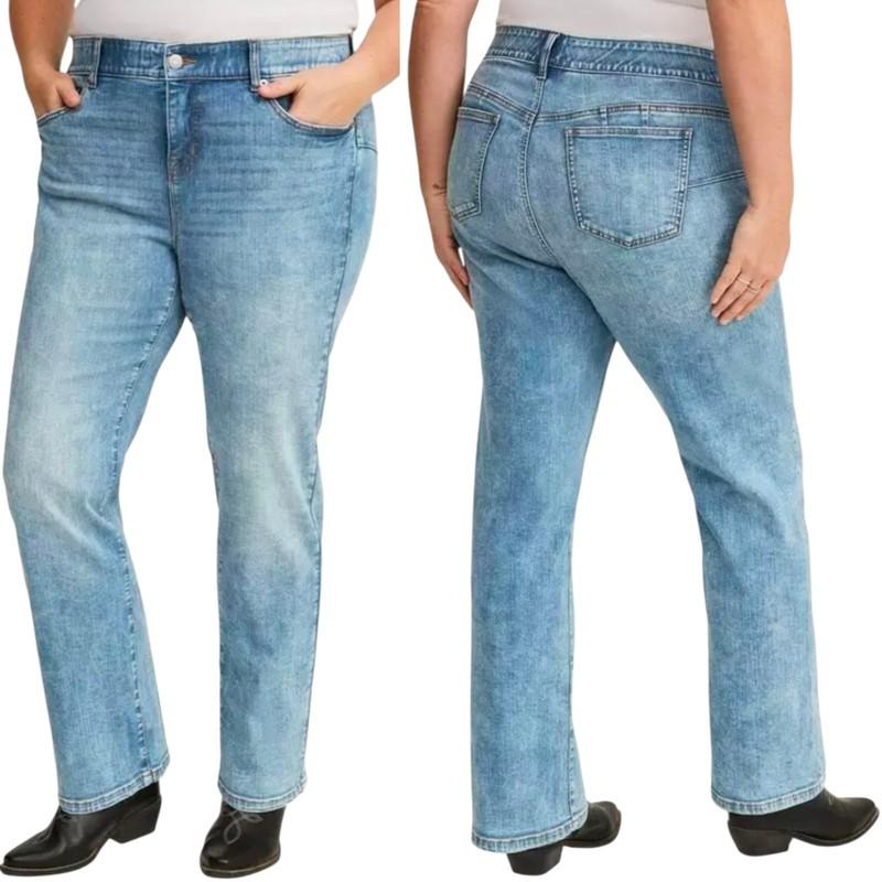 Torrid Bombshell High Rise Straight Premium Stretch Jean Light Wash 14