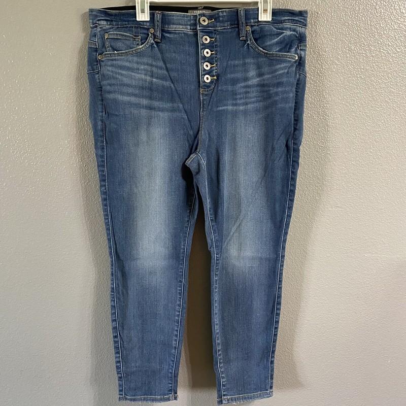 Torrid Bombshell Jeans Size 18XS Extra Short Ankle Blue High Waist Button Fly