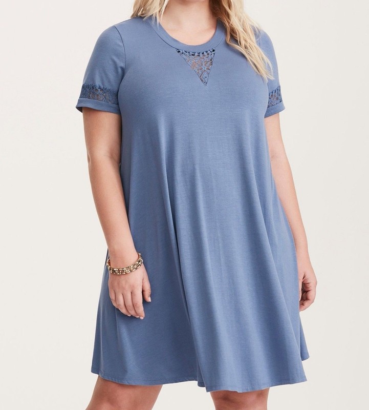 Torrid Light Blue Lace Inset Trapeze Dress 2X #58867